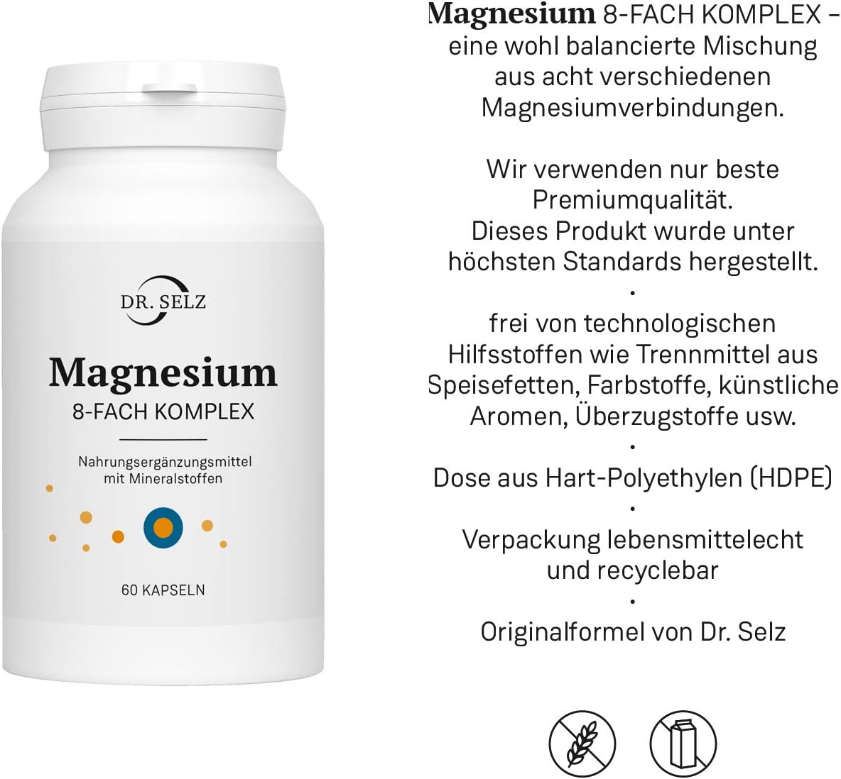 Magnesium Komplex mit B6 & Zink – Magnesium 8-fold complex, balanced mineral blend with 8 different magnesium compounds, 100% vegan, laboratory tested, premium quality, 60 magnesium capsules – Bild 3