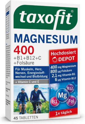 Magnesium 400 mg – Taxofit Magnesium 400, Pack of 45