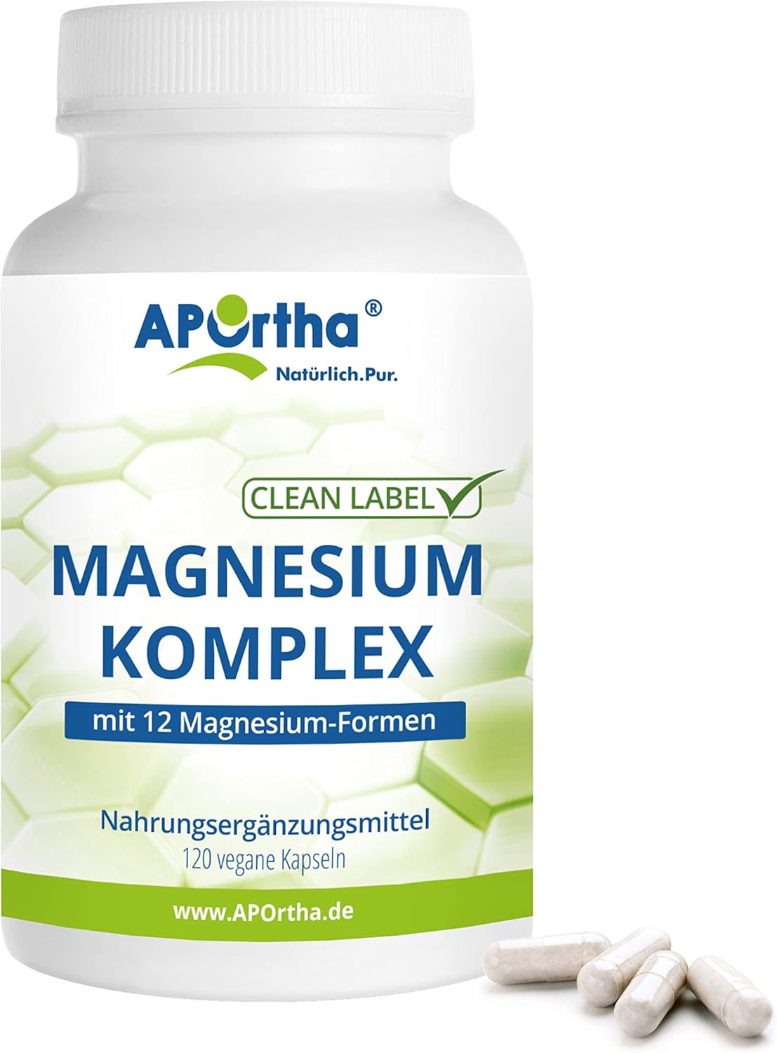 Magnesium Komplex mit B6 & Zink – APOrtha® Magnesium Complex 120 Vegan Capsules with 12 Magnesium Compounds, Including Magnesium Oxide, Marine Magnesium Oxide, Magnesium Bisglycinate and Magnesium Citrate, Vegan without Additives