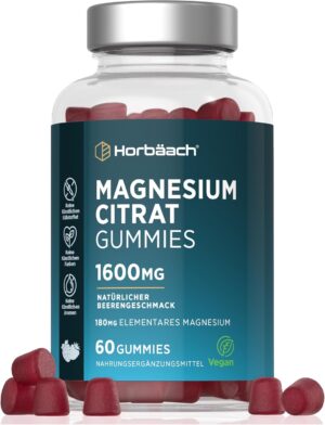 Magnesium Komplex mit B6 & Zink โ Horbaach Magnesium Gummy Bears 1600 mg Magnesium Citrate Gummies with Vitamin C Alternative to Iron Tablets 60 Vegan Gummies