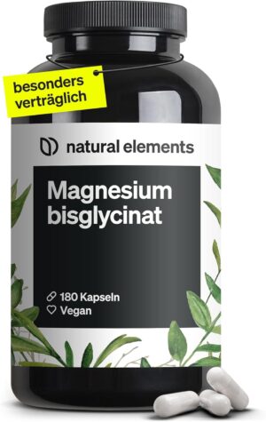 Magnesium 250 mg – Magnesium Bisglycinate: Premium: Chelated Magnesium, 180 Capsules, 300 mg Elementary Magnesium per Daily Dose, Laboratory-Tested, Vegan, High Dose