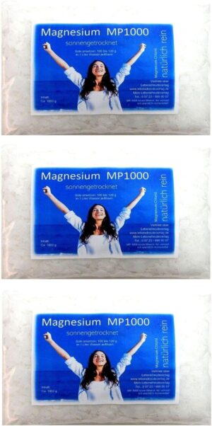 Magnesium 600 mg โ 3x Magnesium Chlorine MP-1000 - Aid for Health & Fitness Take Magnesium in a Particularly Pure and Can Be Used Quickly by the Body Laboratory Tested & Food-Free