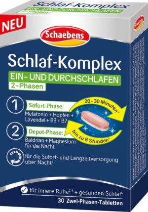 Schlaf-Magnesium mit Melatonin – Natürlich einschlafen & durchschlafen – Schaebens, SchlafKomplex 33 g, neutral, pack of 30 tablets