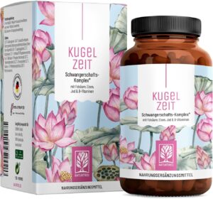 Magnesium Komplex mit B6 & Zink – Pregnancy Vitamins - Complex for All Trimesters with Folate Acid, Chrome, Iron, Iodine & 7 Vitamins Vegan - Support in Pregnancy - Ball Time by Naturtreu®