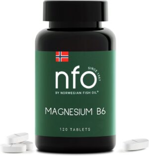 Magnesium Komplex mit B6 & Zink – NFO MAGNESIUM B6 [120 Tabletten] Norwegischer Hochdosiert Komplex aus Magnesium, Vitamin B6 und Zink, Zur Regulierung des Nervensystems, der hormonellen Aktivität und der psychischen Funktion