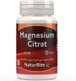 Magnesium 400 mg – NaturBite Magnesium Citrate - 60 Tablets - 400mg Per Tablet - Highly Absorbent Magnesium Additive