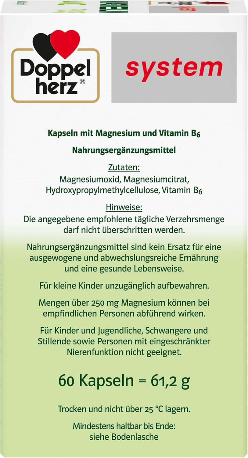 Magnesium 400 mg – Doppelherz System Magnesium 400 PUR – Magnesium Supports the Normal Function of Muscles – Vegan – Citrate Quality – 60 Capsules – Bild 7