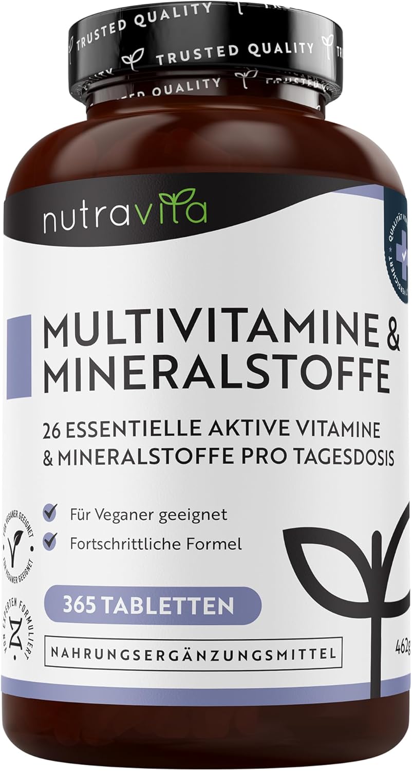Magnesium Komplex mit B6 & Zink – Multivitamin & Minerals - 365 High Dose Tablets with Bioactive Forms and Premium Raw Materials - Independently Laboratory Tested - Vegan, Multivitamin Tablets with 26 Active Vitamins