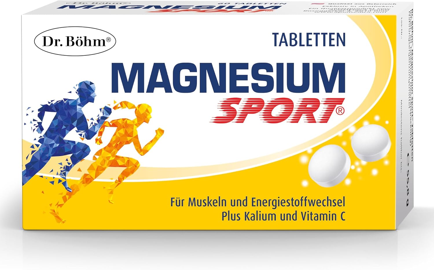 Magnesium 600 mg – Dr. Böhm Magnesium Sport Tablets: For Muscles and Energy Metabolism, with Magnesium, Potassium and Vitamin C, Ideal for Athletes, Pack of 60