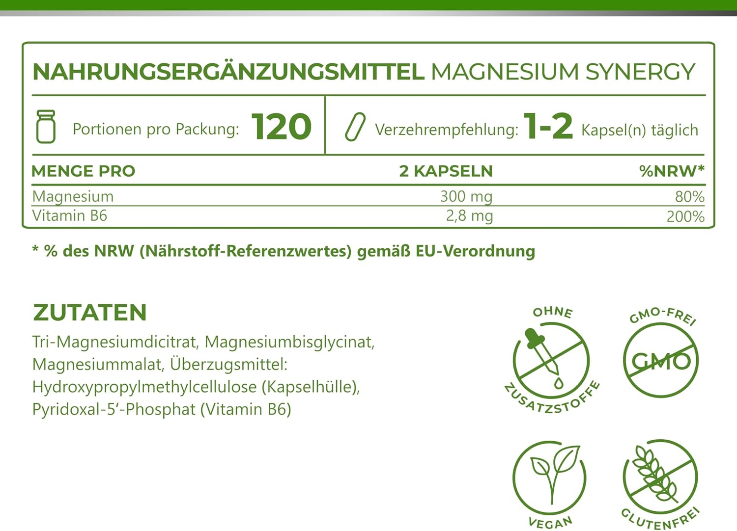 Magnesium Komplex mit B6 & Zink – Magnesium Synergy Triple Power: Magnesium Citrate, Glycinate & Malate, 120 Capsules High Dose, Premium Complex Vegan, Laboratory Tested Vitality Nutritionals by Vitamin Express – Bild 9