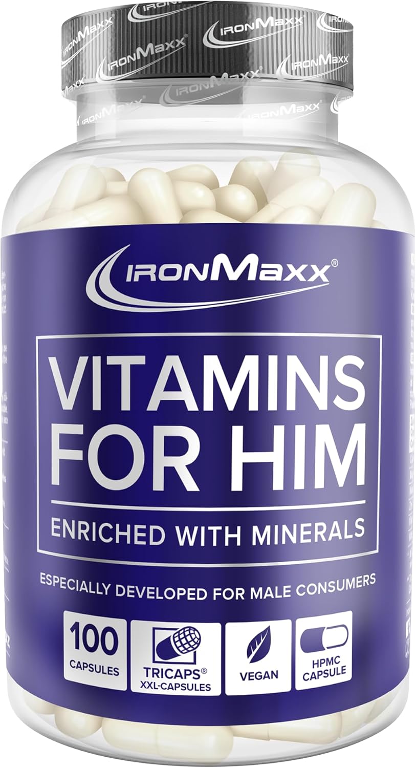 Magnesium Komplex mit B6 & Zink – Ironmaxx Men's Vitamins for Him Tricaps (Pack of 100), Multicoloured, One Size