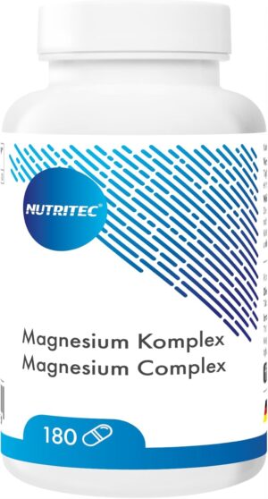 Magnesium 400 mg – Magnesium Complex 180 Caples - Made of Magneisum Gluconate, Magnesium Biscyglinate, Magnesium Dicitrate, Magnesium Oxide, Magnesium Glycerophosphate - High Bioavailability - Vegan