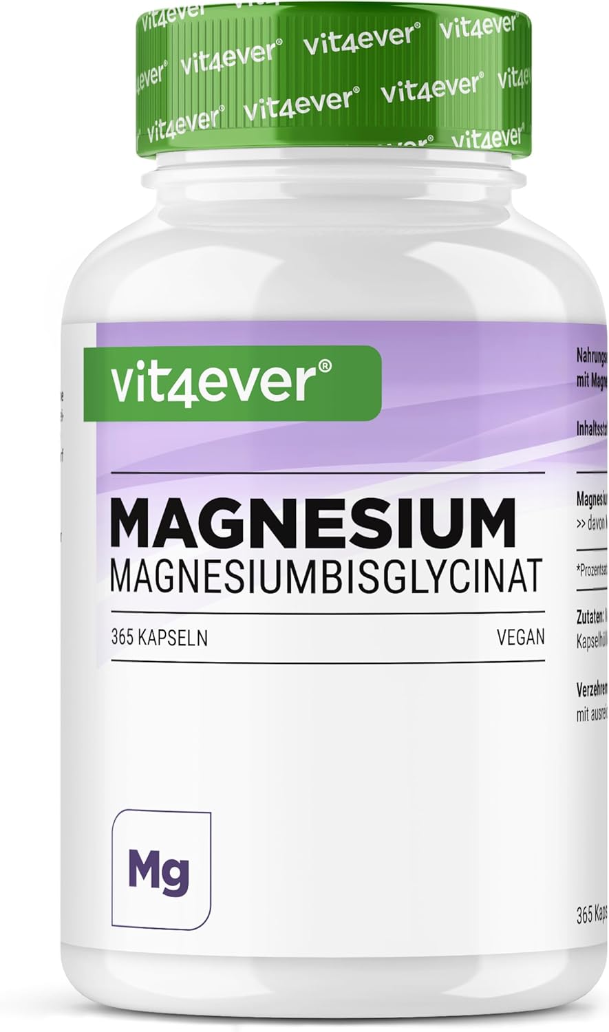 Schlaf-Magnesium mit Melatonin – Natürlich einschlafen & durchschlafen – Magnesium Bisglycinate - 365 Capsules - Premium: Chelated Magnesium - 155 mg Elementary Magnesium per Capsule - Laboratory Tested - Vegan - High Dose