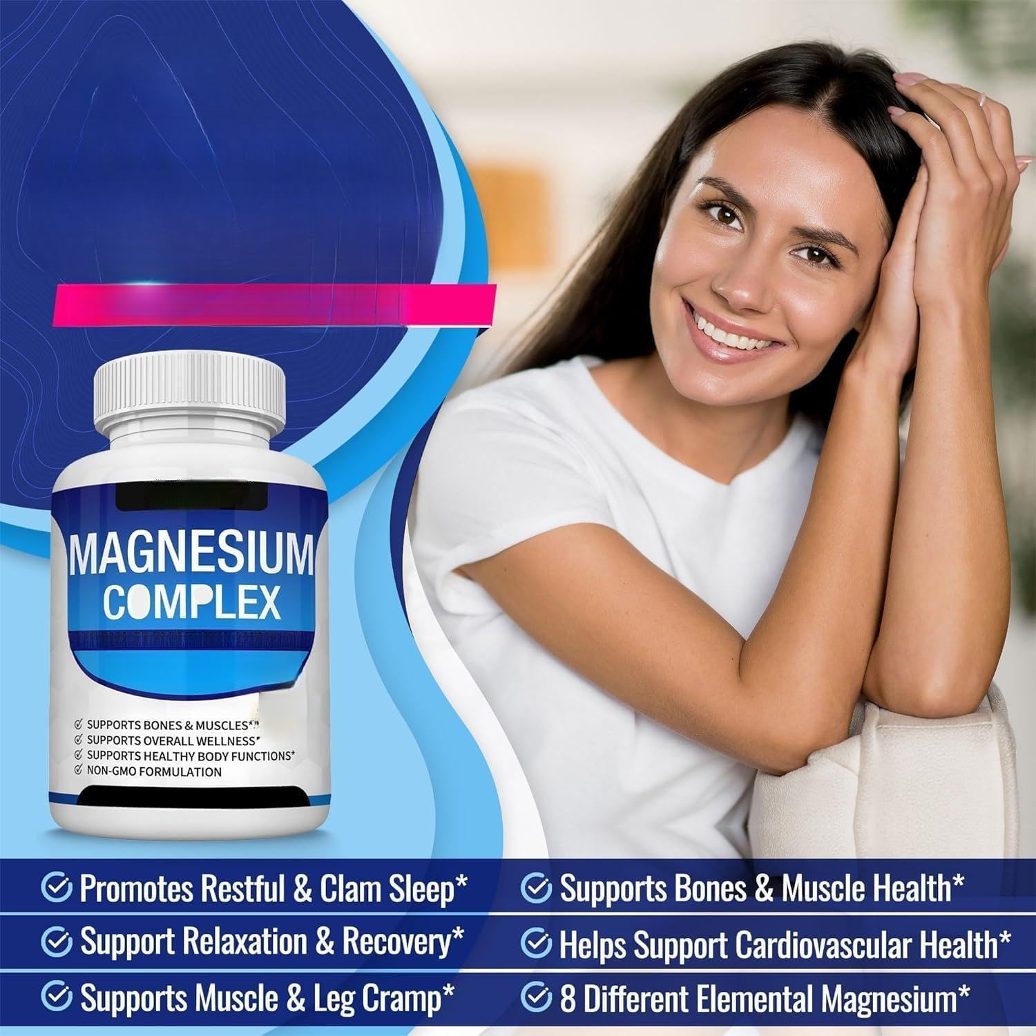 Magnesium Komplex mit B6 & Zink – Magnesium Complex 8 Elemental for Easy Absorption for Bones, Muscles, Recovery, Energy – Bild 2