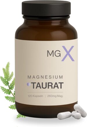 Magnesium 600 mg – MGX Magnesium Taurate Capsules [3260 mg] - Pure Magnesium Taurate High Dose without Additives - Magnesium Taurate 100% Made in Germany