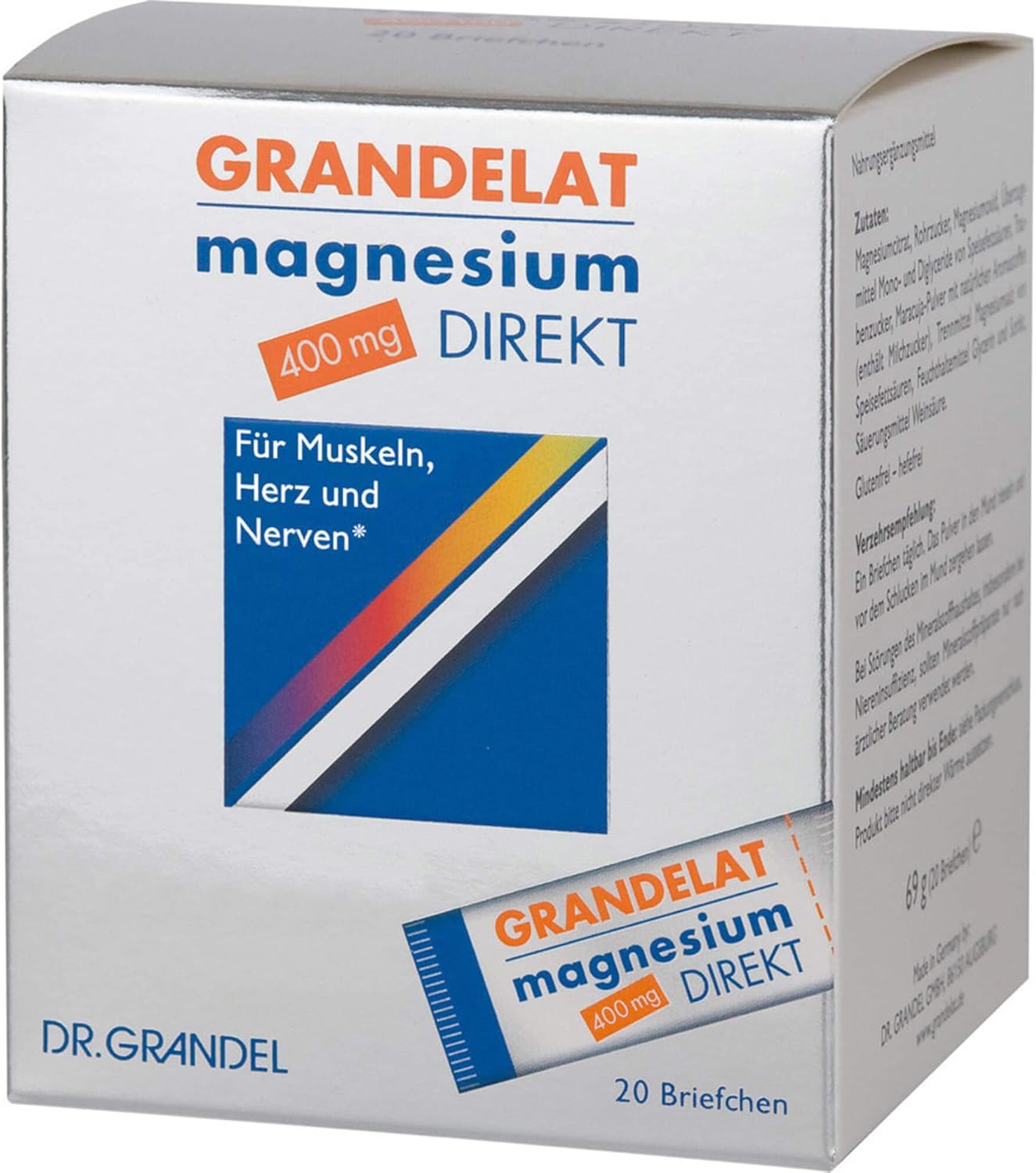 Magnesium 400 mg – Grandelat Magnesium direkt, 20 pcs Briefchen