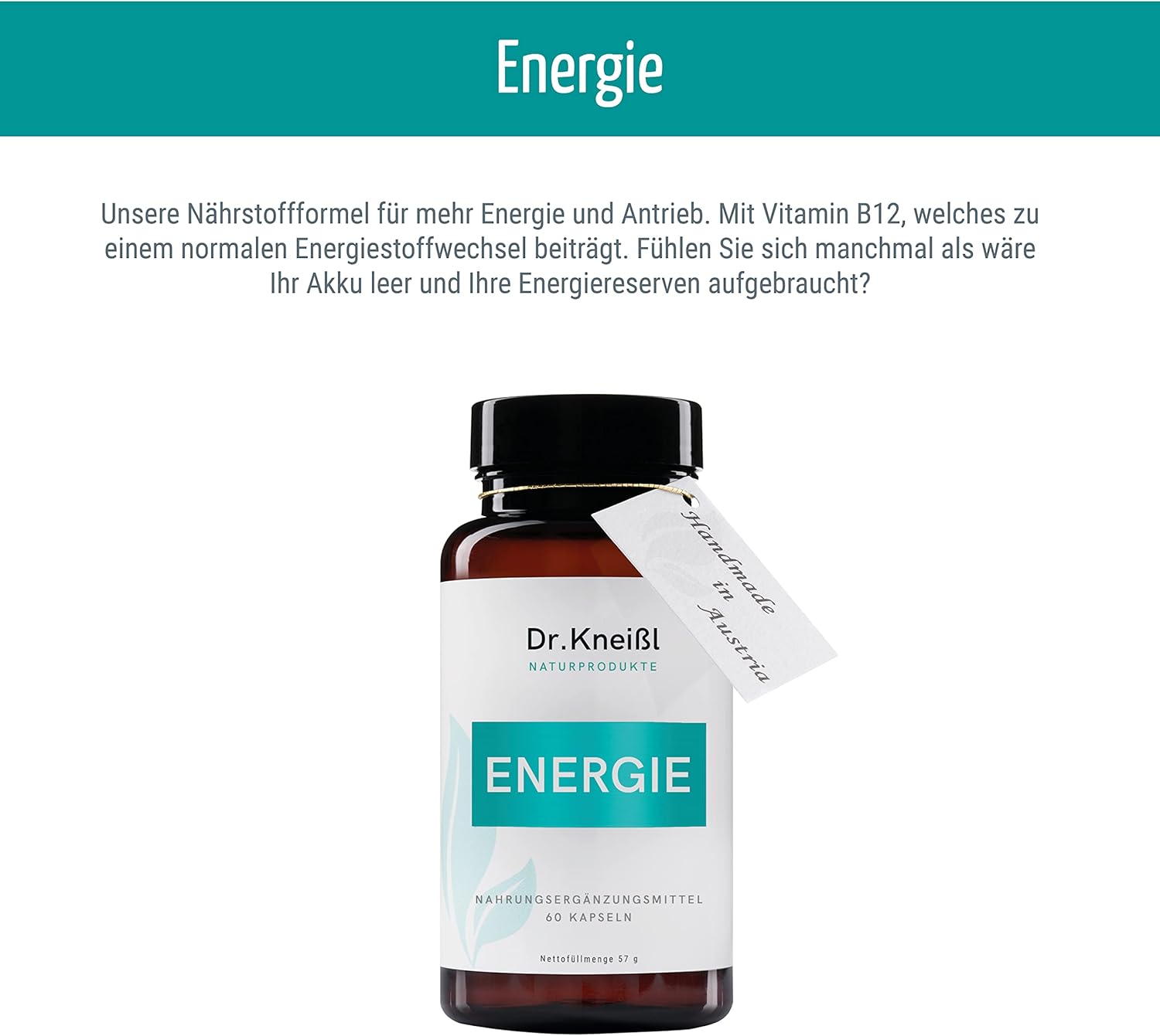 Magnesium Komplex mit B6 & Zink – Dr. Kneissl Energy 60 Capsules - With High Dose B Vitamins, Coenzyme Q10 and Ginseng - Dietary Supplement for Concentration and Mental Performance – Bild 3