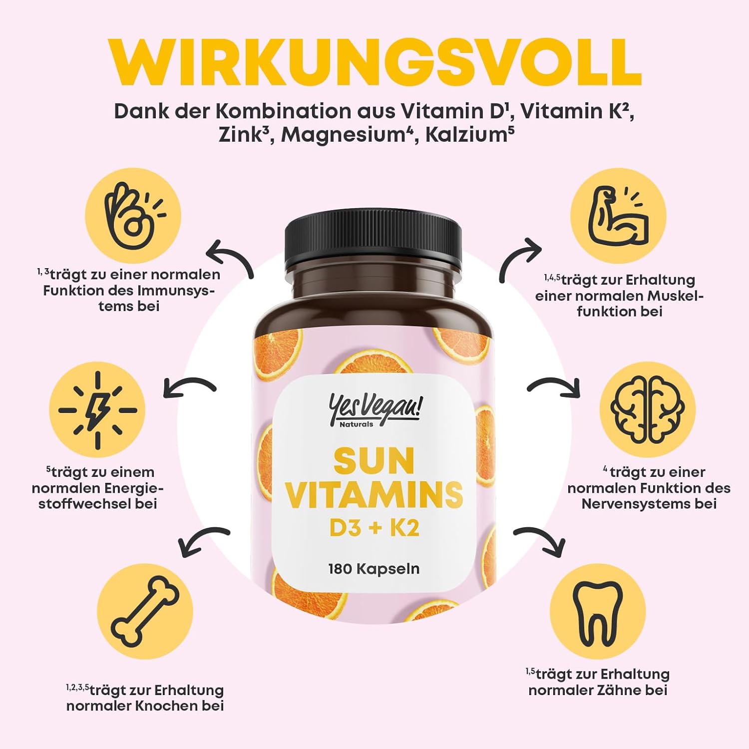Magnesium Komplex mit B6 & Zink – Vitamin D3 K2 Omega 3 + Calcium Magnesium and Zinc - 180 Capsules 5000 IU - Vitamin D High Dose - O3-D3-K2 (Pack of 1) – Bild 3