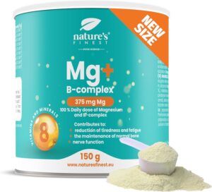 Magnesium Komplex mit B6 & Zink – Nature's Finest Magnesium Citrate High Dose with B Complex - 375 mg Magnesium with Vitamin B Complex 5 - Magnesium Complex Powder for Energy, Muscles & Nerves - Orange - 150 g - Made in the EU