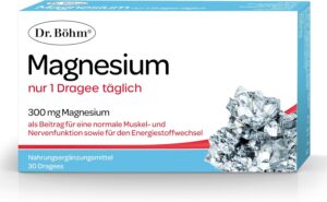 Magnesium 600 mg โ Dr. Bรถhm Magnesium Only 1 Dragee Daily: High Dose Support of Muscles, Nerves and Energy Metabolism, for Fatigue and Exhaustion, 30 Tablets