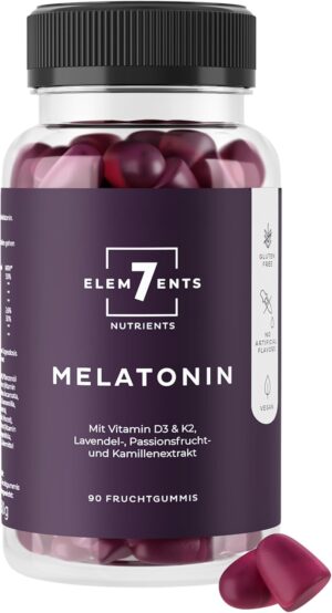 Schlaf-Magnesium mit Melatonin – Natürlich einschlafen & durchschlafen – Melatonin Gummies Sugar-Free Vegan with Valerian, Chamomile, Lavender & Passion Flower, Melatonin Gummies High Dose Sleep Sleep Vitamingums Fruit Gum Gummy Bears Vitamin Gum