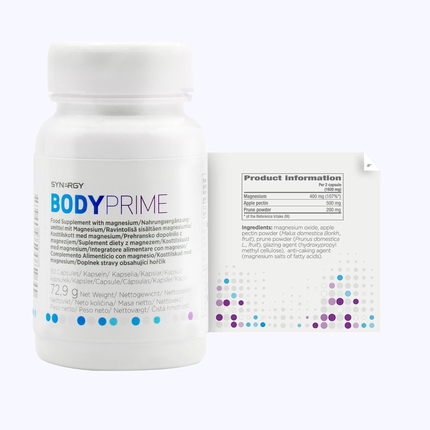 Magnesium 400 mg – Synergy Worldwide Body Prime, 90 capsules, 400 mg magnesium, apple pectin and plum powder, digestive and nervous system support, 72.9 g – Bild 5