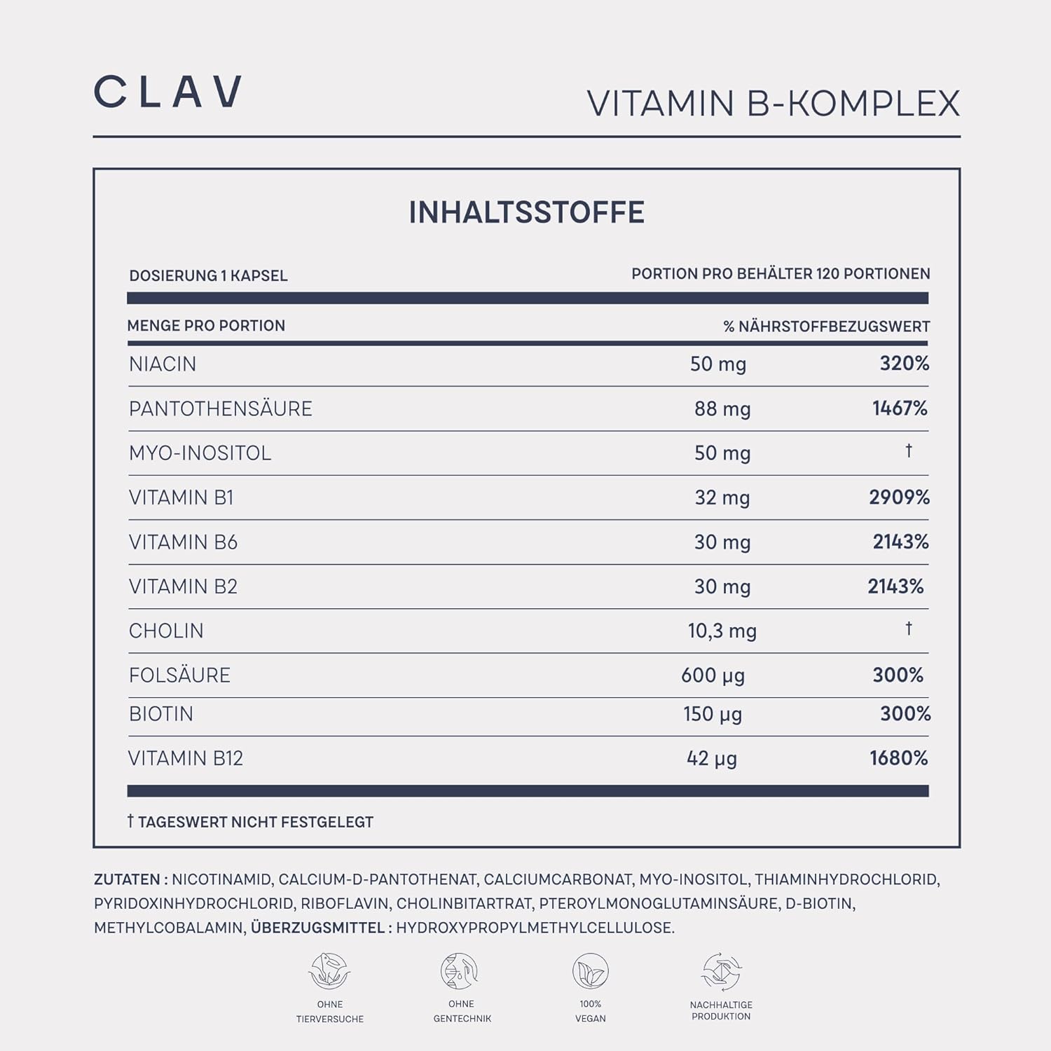 Magnesium Komplex mit B6 & Zink – Vitamin B Complex High Dose Vegan - All Eight B Vitamins & Co-Factors - 120 Capsules (4 Months) - Vit B1, B2, B3, B5, B6, B12 Methylcobalamine, Biotin & Folic Acid, Myo-Inositol, Choline - B. ioactive – Bild 8