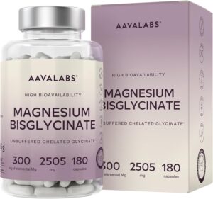 Schlaf-Magnesium mit Melatonin – Natürlich einschlafen & durchschlafen – Magnesium Bisglycinate High Dose 2505 mg | 300 mg Elemental Magnesium, Glycinate Capsules Vegan - Unbuffered Magnesium Glycinate Chelate - 180 Bisglycinate Capsules