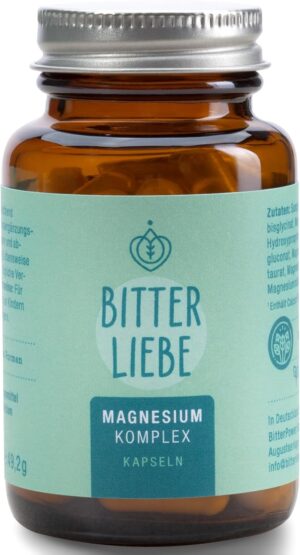 Magnesium Komplex mit B6 & Zink – BitterLiebe - Magnesium Bisglycinate Capsules High Dose - Magnesium Complex with Bisglycinate and Glycinate as Complex as Tablets - Magnesium Bisglycinate and Magnesium Citrate Capsules