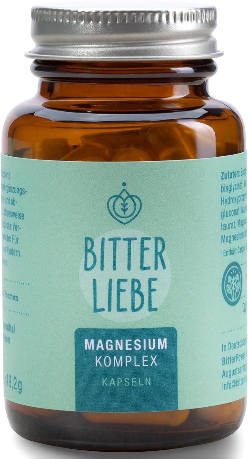 Magnesium Komplex mit B6 & Zink – BitterLiebe - Magnesium Bisglycinate Capsules High Dose - Magnesium Complex with Bisglycinate and Glycinate as Complex as Tablets - Magnesium Bisglycinate and Magnesium Citrate Capsules