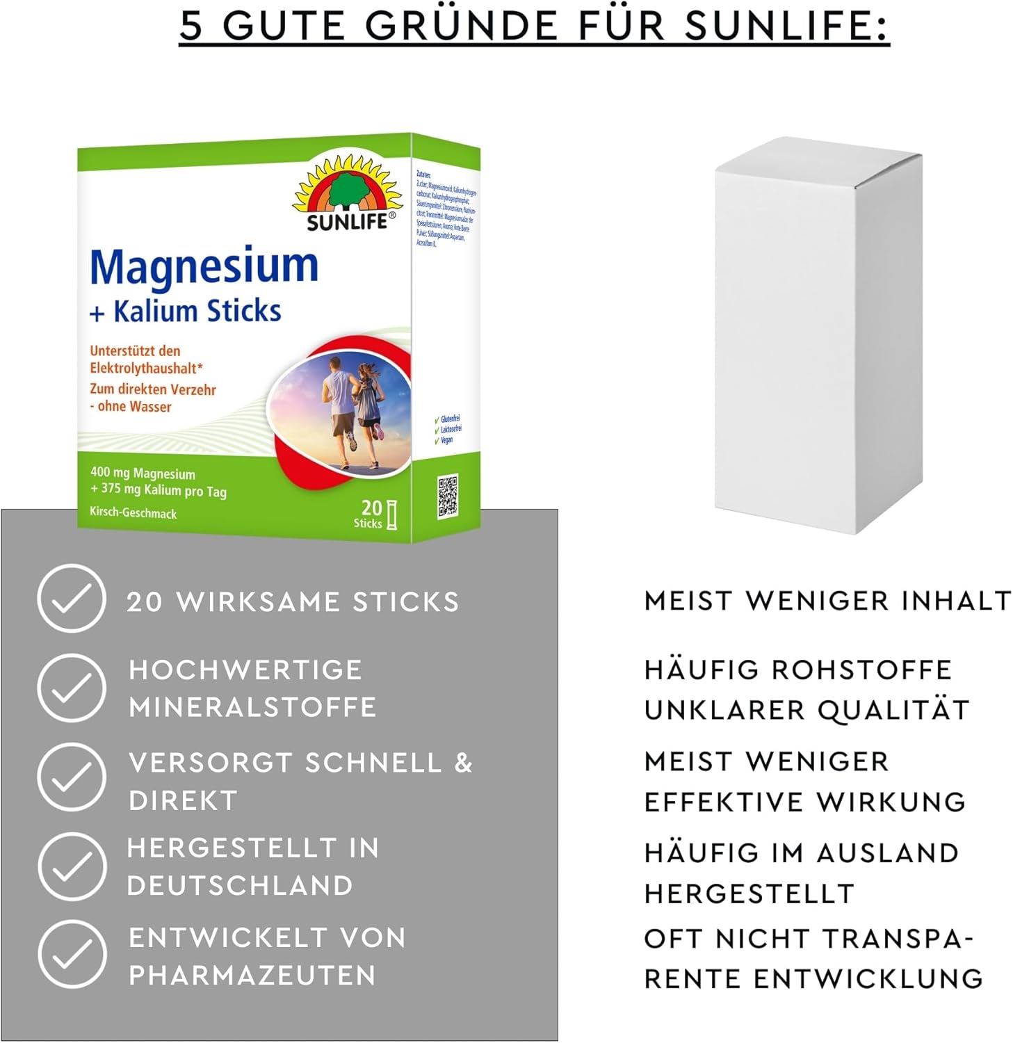 Magnesium 400 mg – SUNLIFE Magnesium & Potassium Sticks 1 x 20 Sticks – Magnesium Potassium with Cherry Flavour – Sticks with 400 mg Magnesium & 375 mg Potassium – Vegan & Gluten-Free – for Quick Direct Consumption – Bild 7