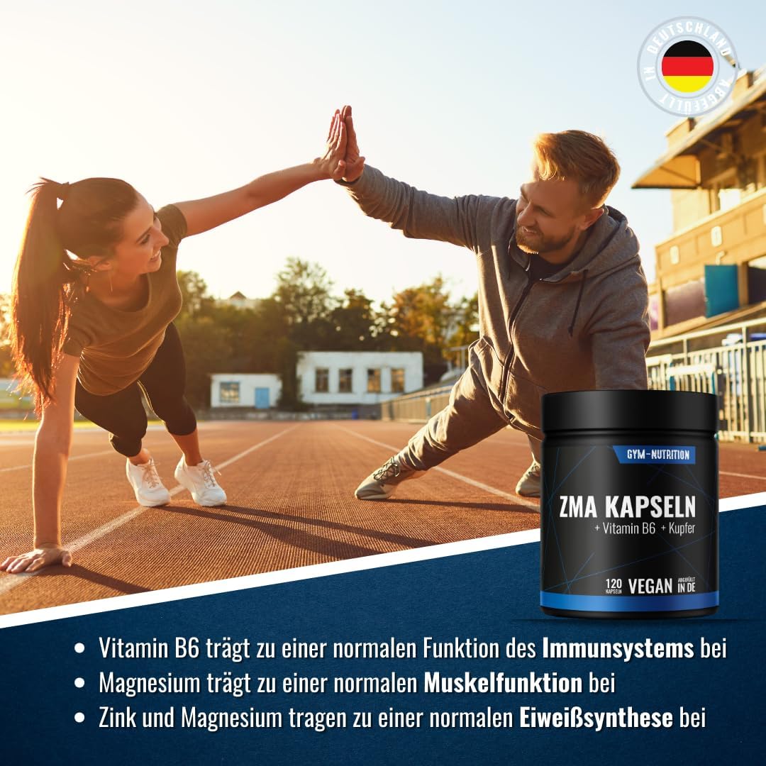 Magnesium 400 mg – ZMA High Dose - Zinc + Magnesium + Vitamin B6 Copper - High-Quality Complex in Premium Quality - Vegan - Made in Germany - Particularly Suitable for Athletes - 120 Vegan Capsules – Bild 5