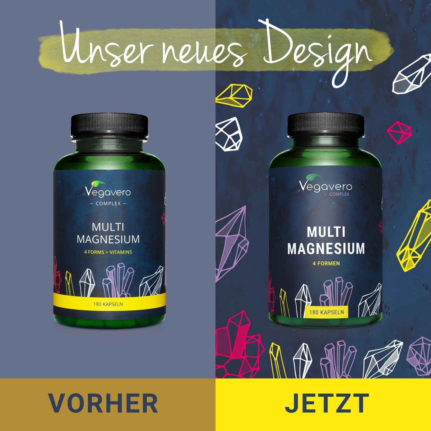 Magnesium 250 mg – Magnesium Complex Vegavero | With 4 Bioactive Forms: Bisglycinate, Taurate, Malate & Citrate | 375 mg & Elementary | Vegan & No Additives | 180 Capsules – Bild 2