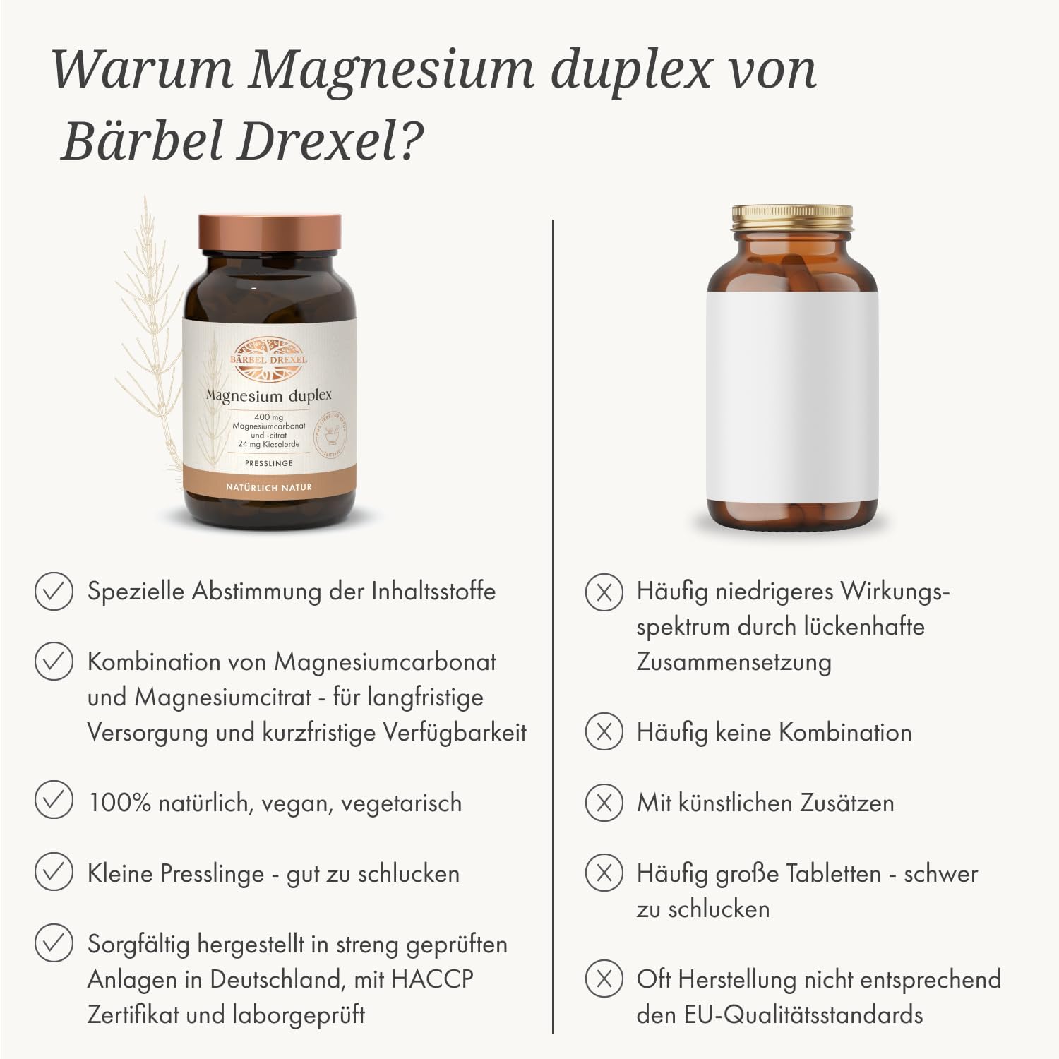 Magnesium 250 mg – BÄRBEL DREXEL® Magnesium duplex for acute needs and depot build-up (200 pieces), magnesium carbonate, silica, magnesium citrate, magnesium tablets, high dose without synthetic additives – Bild 3