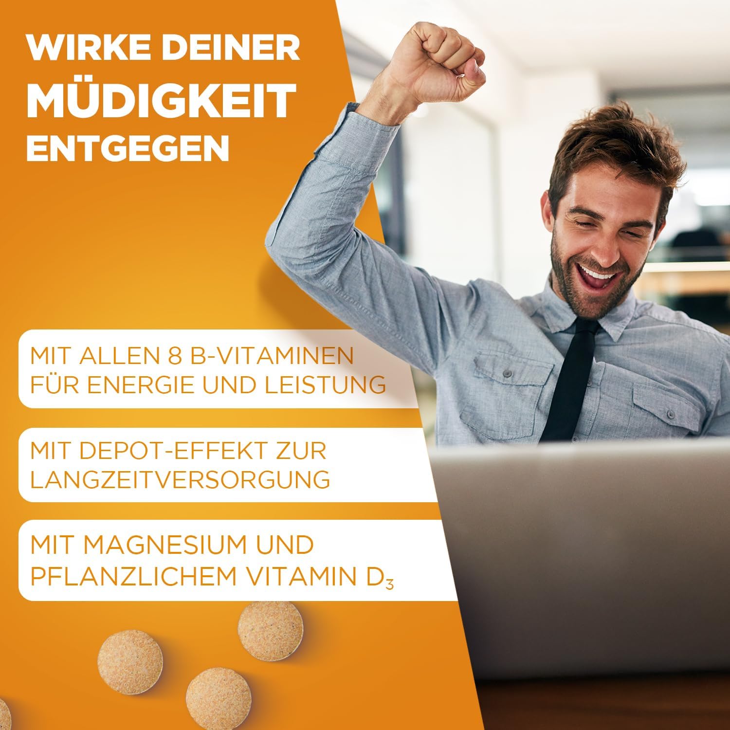 Magnesium Komplex mit B6 & Zink – sanotact B-Complex + Magnesium + Vitamin D3 180 Tablets | High Dose B Vitamins with Depot Effect | 100% Vegan – Bild 4