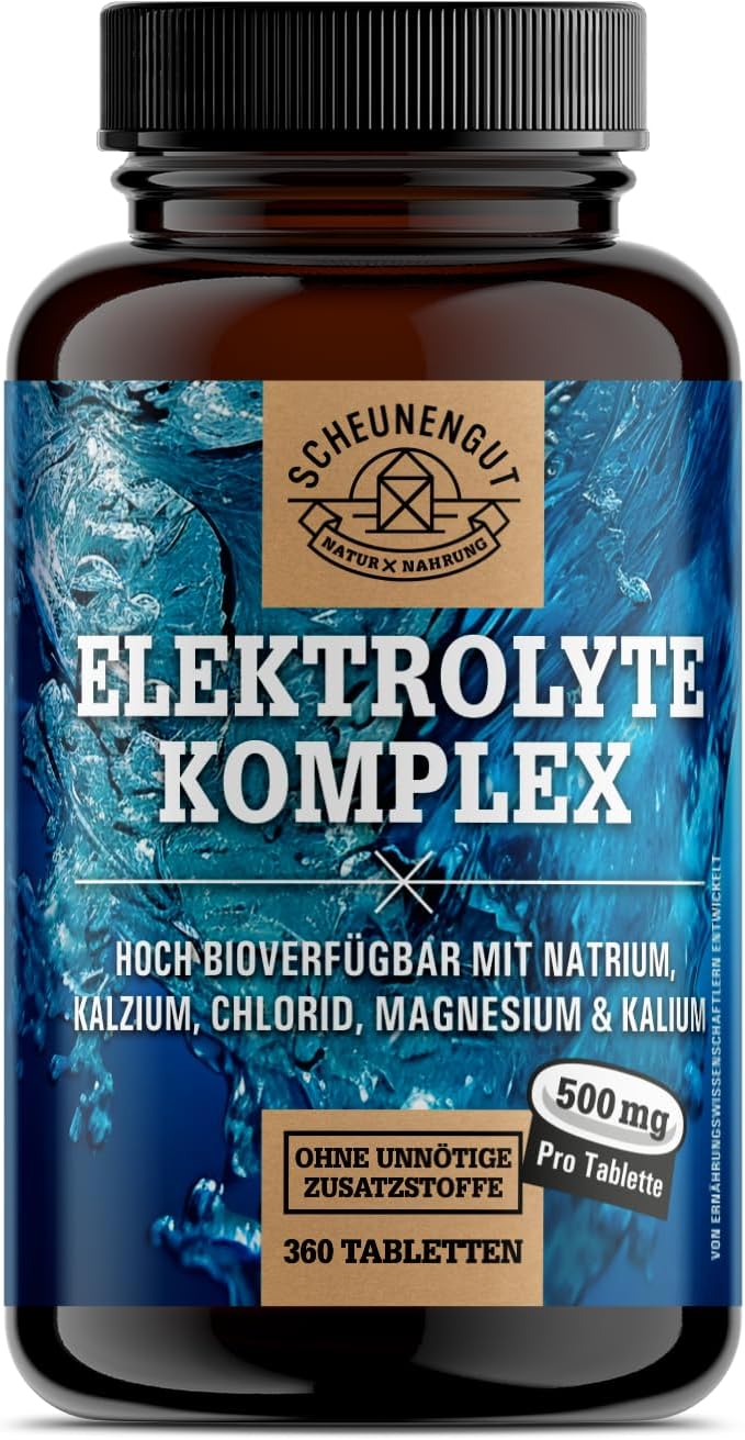 Magnesium Komplex mit B6 & Zink – Electrolytes 1000 mg per dose – Important: Electrolytes without sugar – Potassium, Magnesium, Calcium, Chloride and Sodium – High Dose Complex – 360 Electrolytes I Vegan DE SCHEUNENGUT®