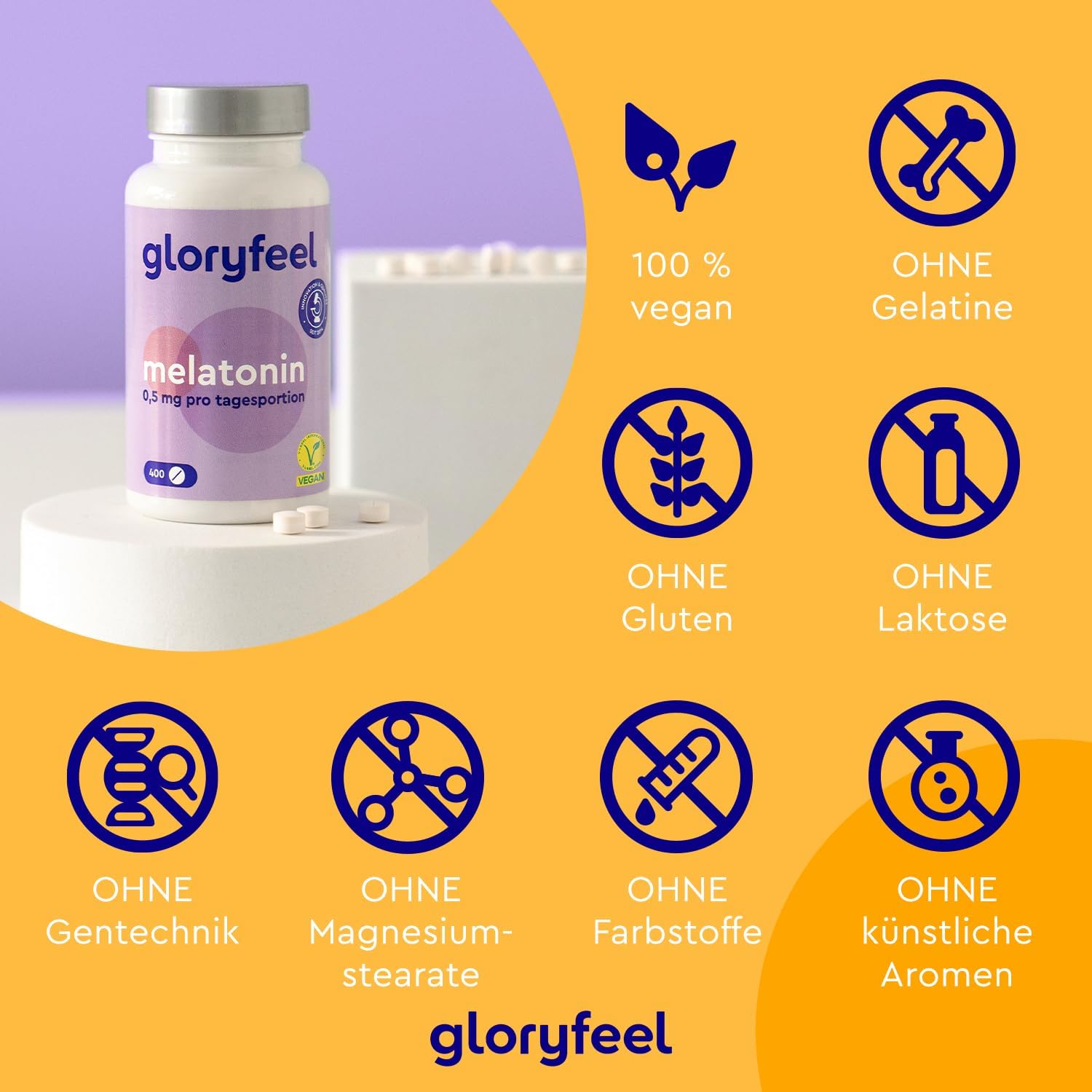 Schlaf-Magnesium mit Melatonin – Natürlich einschlafen & durchschlafen – Melatonin High Dose - 400 Tablets (13 Months) - 0.5 mg Bioactive Melatonin per Daily Dose - 100% Vegan, Laboratory Tested and Made in Germany without Unwanted Additives – Bild 4