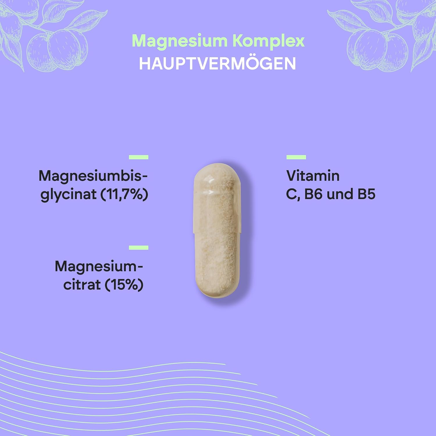 Magnesium Komplex mit B6 & Zink – Nutralie Magnesium and Vitamin B5, B6 and C – Magnesium Bisglycinate and Magnesium Citrate 100% Bioavailability – 120 Capsules, 108 g – Bild 4