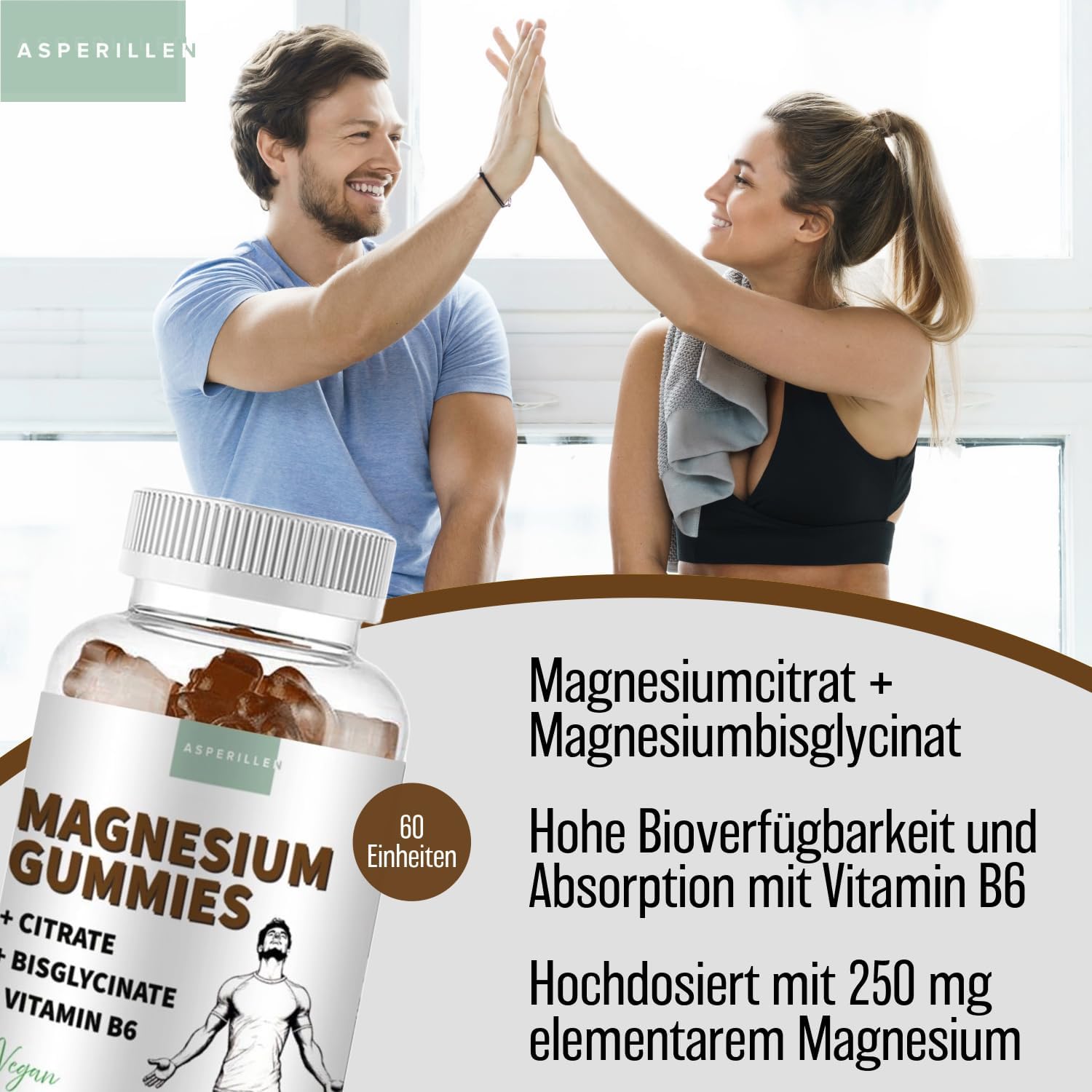 Magnesium Komplex mit B6 & Zink – Magnesium Complex Gummy Bears - Magnesium Citrate 1560 mg + Magnesium Bisglycinate 600 mg (of which 250 mg Elementary Magnesium) - High Bioavailability with Vitamin B6 - Vegan, 60 Gummies, Colage – Bild 2