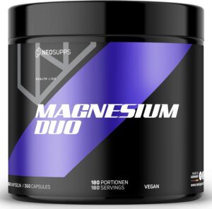 Magnesium Komplex mit B6 & Zink – NEOSUPPS Magnesium Duo Capsules I High Dose Dietary Supplement I Optimal Bioavailability I Muscle Contraction & Energy Metabolism I Vegan