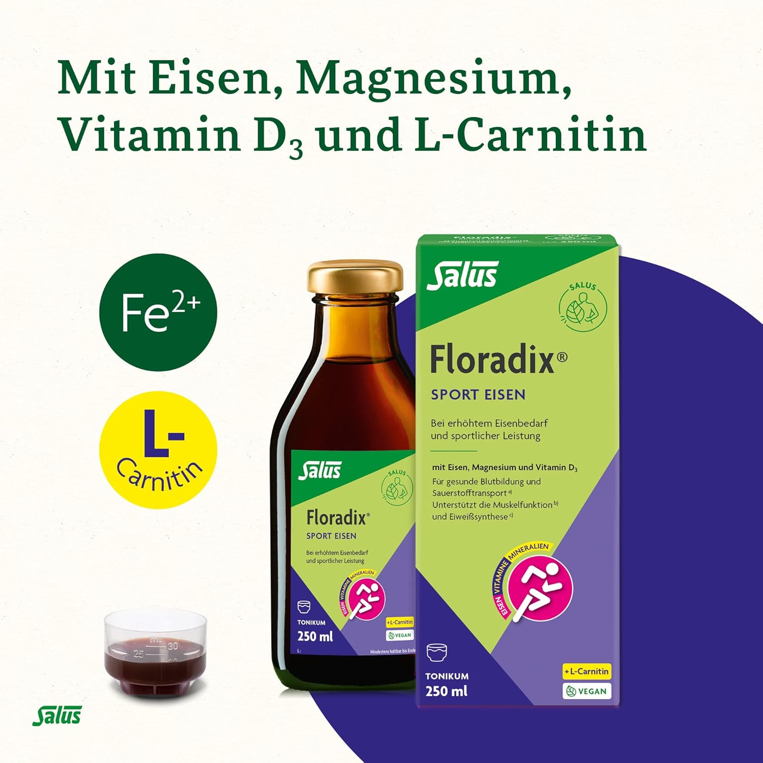 Magnesium Komplex mit B6 & Zink – Flora Dix Sports Iron Tonic 250 ml – Bild 3