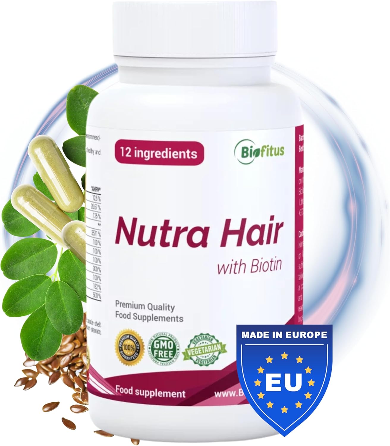 Magnesium Komplex mit B6 & Zink – Biotin High Dose Zinc Selenium Capsules - for Skin, Hair & Nails with Magnesium, Vitamin C B2 D3 Riboflavin - 90 Vegan Capsules, Dietary Supplement without Additives for Women, Men & Beard - Biofitus