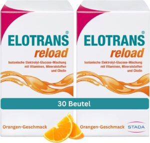 Magnesium Komplex mit B6 & Zink โ ELOTRANS reload - isotonische Elektrolyt-Glucose-Mischung - Nahrungsergรคnzungsmittel mit Magnesium, Kaliumchlorid, Cholin und B-Vitaminen - 2 x 15 Beutel, Doppelpack