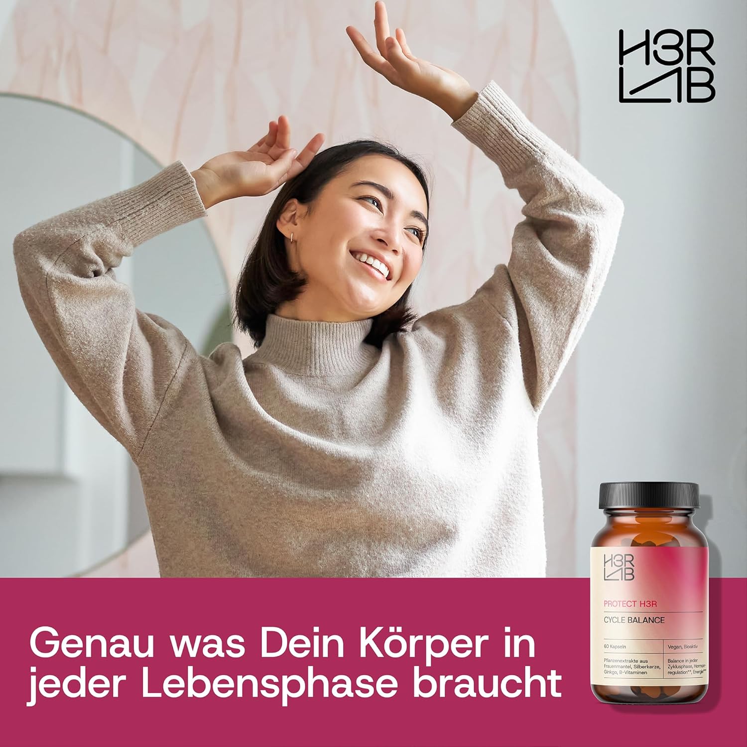 Magnesium Komplex mit B6 & Zink – Cycle Balance Dietary Supplement for Women with Women's Coat, Black Cohosh, Ginkgo, B Vitamins, Iron & Magnesium, Vegetable Formula, Vegan, 60 Capsules – Bild 5
