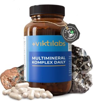Magnesium Komplex mit B6 & Zink – Viktilabs© Multimineral Complex Daily - Vegan | High Dose with Magnesium, Silicon, Zinc, Iron, Boron, Copper, Manganese, Chrome, Selenium, Iodine | Laboratory Tested | No Additives - 60 Capsules |