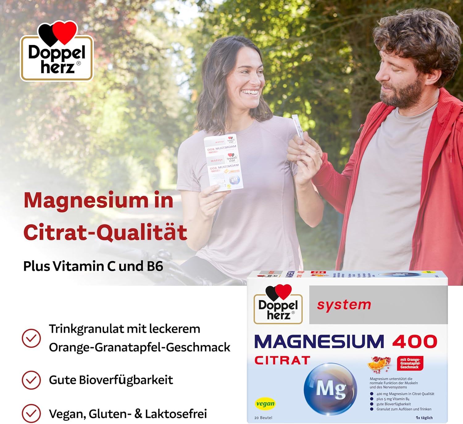 Magnesium 400 mg – Doppelherz System Magnesium 400 Citrate - Magnesium as a Contribution to the Normal Function of Muscles and Nervous System - 40 Portion Bags – Bild 2