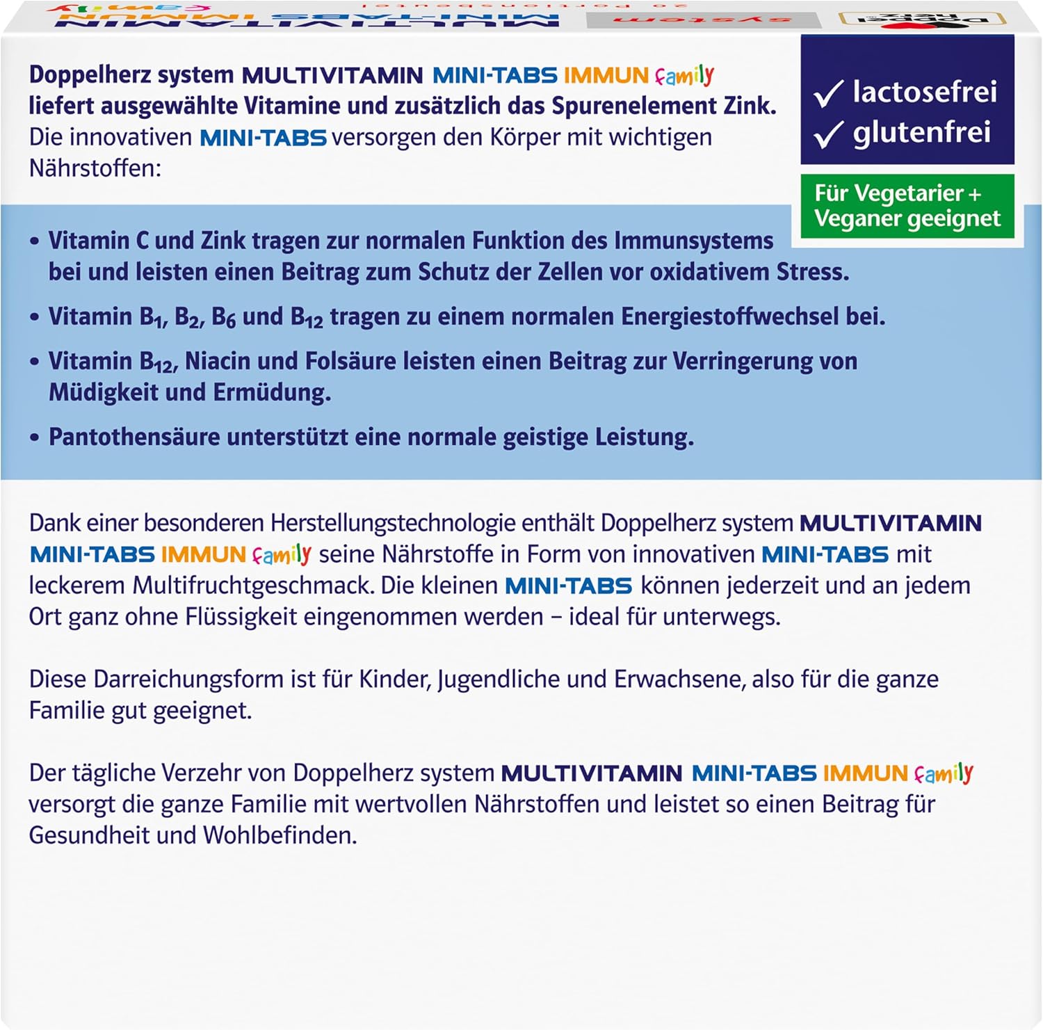 Magnesium Komplex mit B6 & Zink – Doppelherz System Multivitamin Mini Tabs Family - Nutrients for the Whole Family - Vitamin C and Zinc for the Immune System - 20 Portion Bags – Bild 3