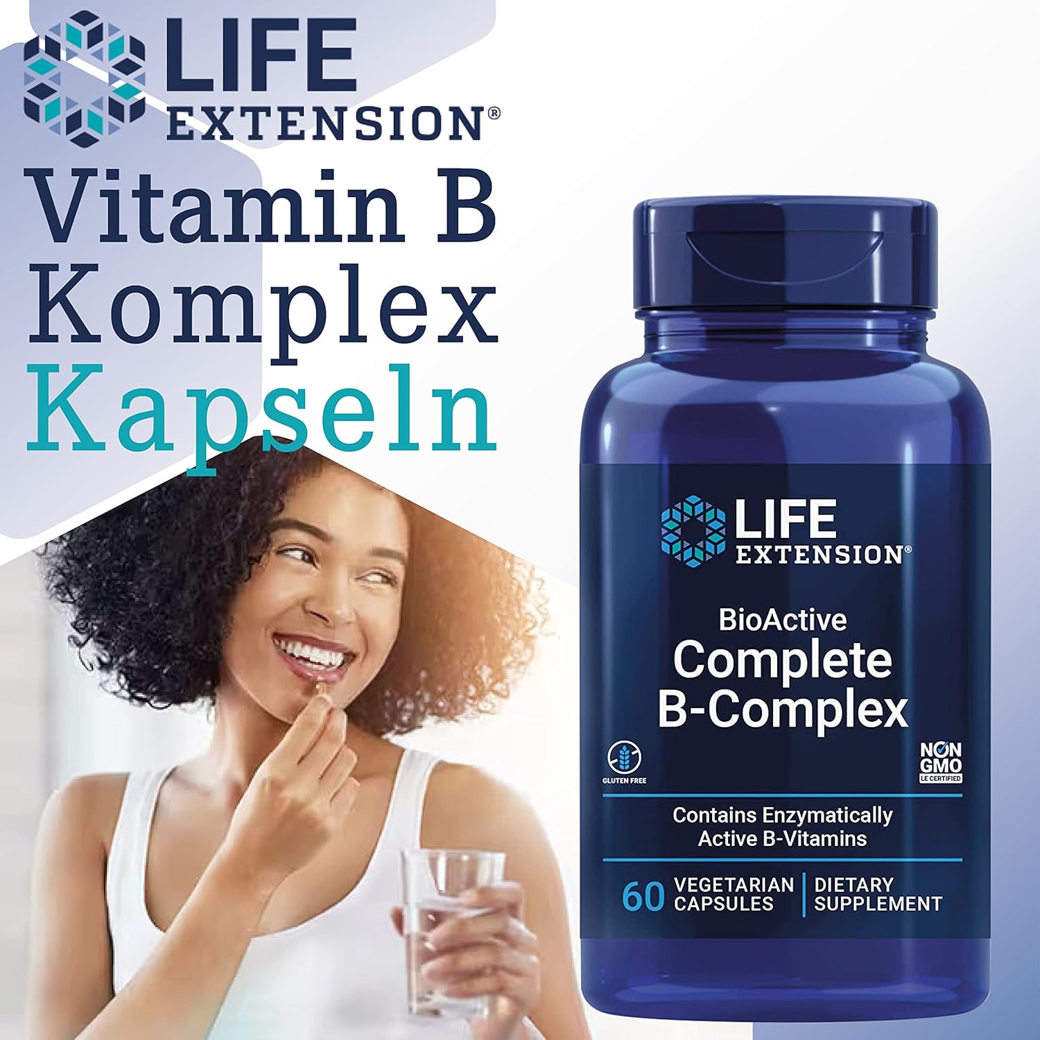 Magnesium Komplex mit B6 & Zink – Life Extension BioActive Complete B Complex (Complete Vitamin B Complex), 60 Vegan Capsules, Laboratory Tested, Vegetarian, Gluten Free, Soy Free, No GMO Engineering – Bild 2