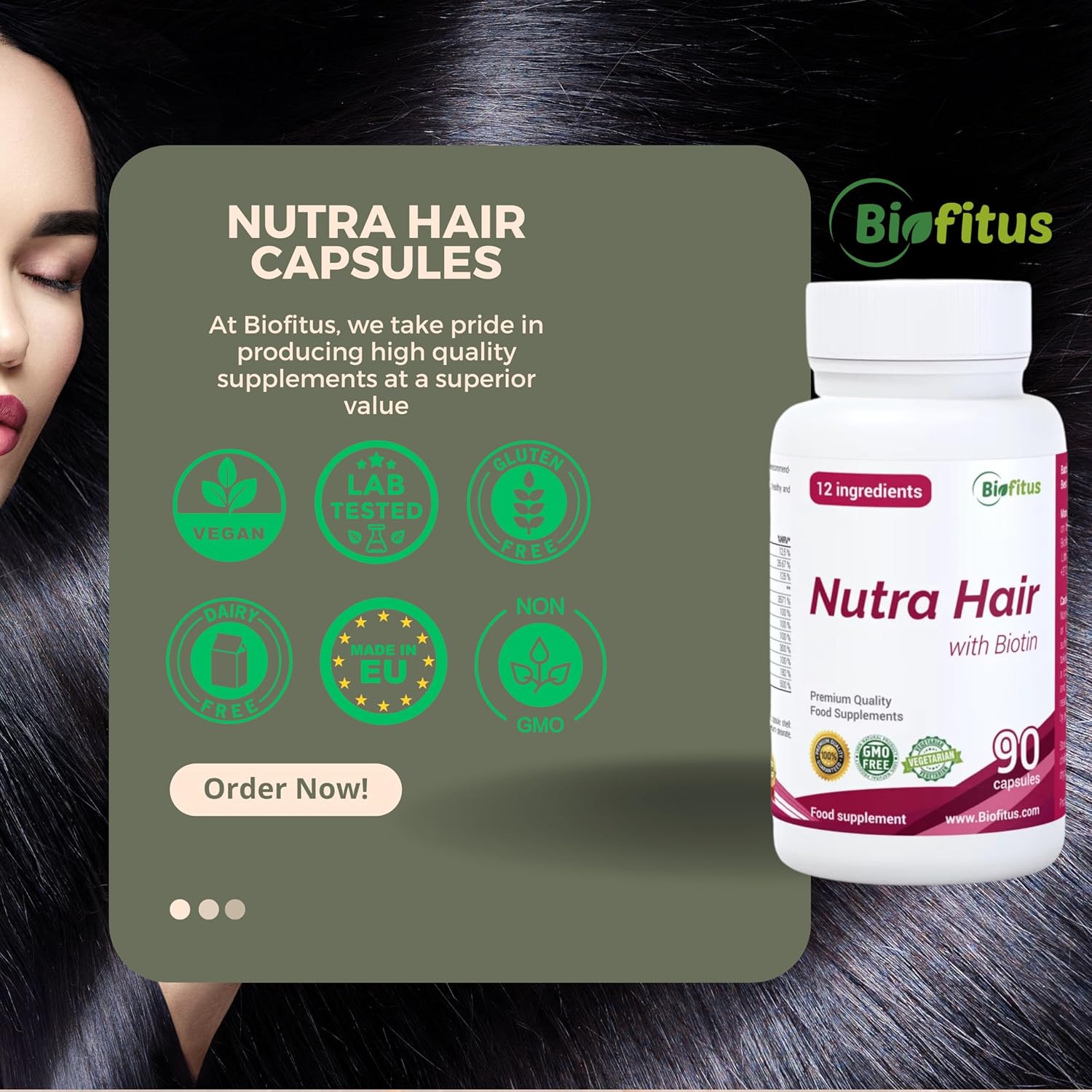 Magnesium Komplex mit B6 & Zink – Biotin High Dose Zinc Selenium Capsules - for Skin, Hair & Nails with Magnesium, Vitamin C B2 D3 Riboflavin - 90 Vegan Capsules, Dietary Supplement without Additives for Women, Men & Beard - Biofitus – Bild 6