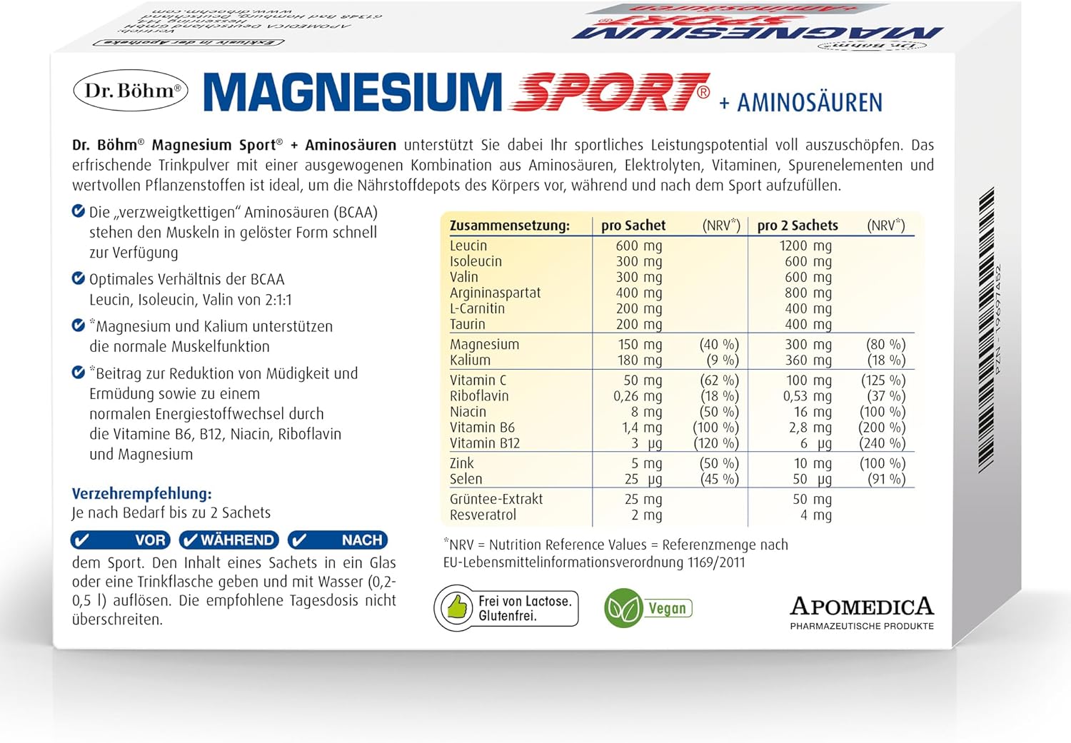 Magnesium Komplex mit B6 & Zink – Dr. Böhm Magnesium Sport + Amino Acids: For Muscle Strength, Endurance & Regeneration After Sport, with BCAA, Magnesium, Potassium & Vitamins, 14 Sachets – Bild 6